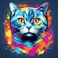 Cat on a background, cat of the stars, vector cartoon illustration of a cute black cat with funny eyes, perfect for Halloween