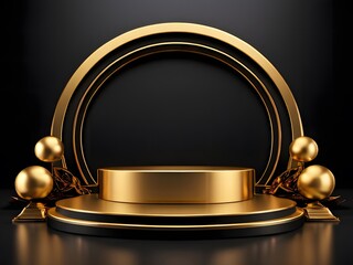 golden podium  frame used for product launch