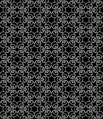 Black and white seamless abstract pattern. Background and backdrop. Grayscale ornamental design.