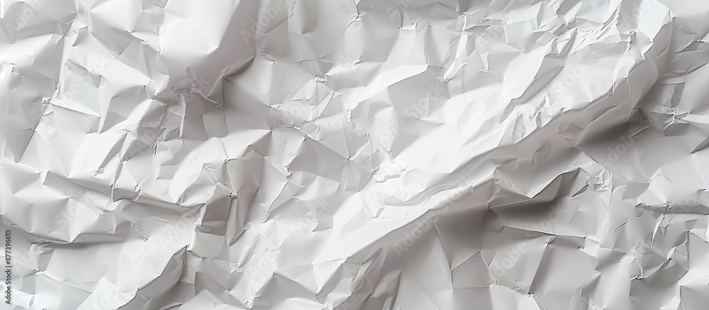 Poster crumpled white paper creating a textured background with copy space image