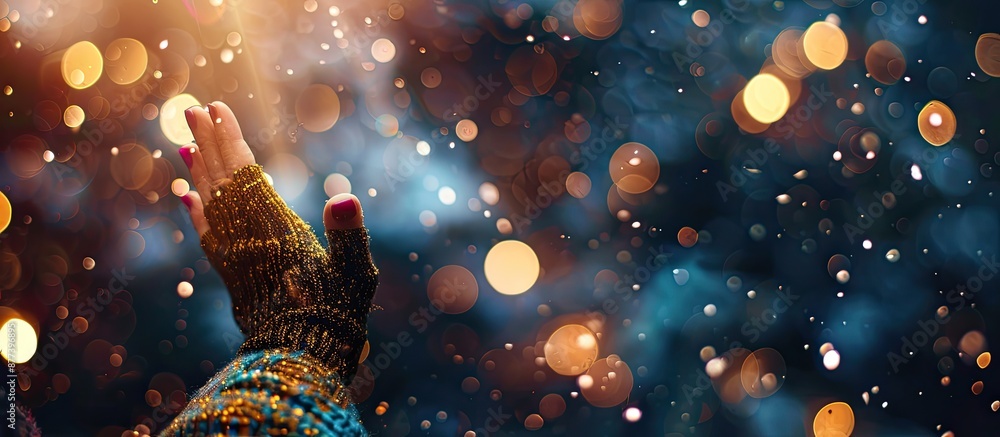 Poster a background with a shimmering glare highlights a salute in the bokeh creating a captivating image w