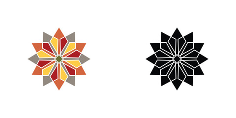 Creative mozaic floral logo design with modern style , premium vector