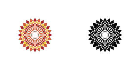 Creative mozaic floral logo design with modern style , premium vector