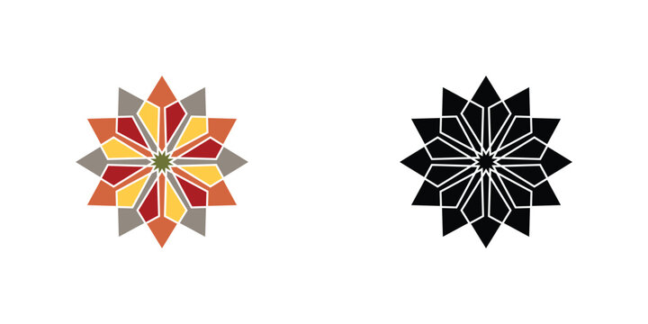 Creative mozaic floral logo design with modern style , premium vector