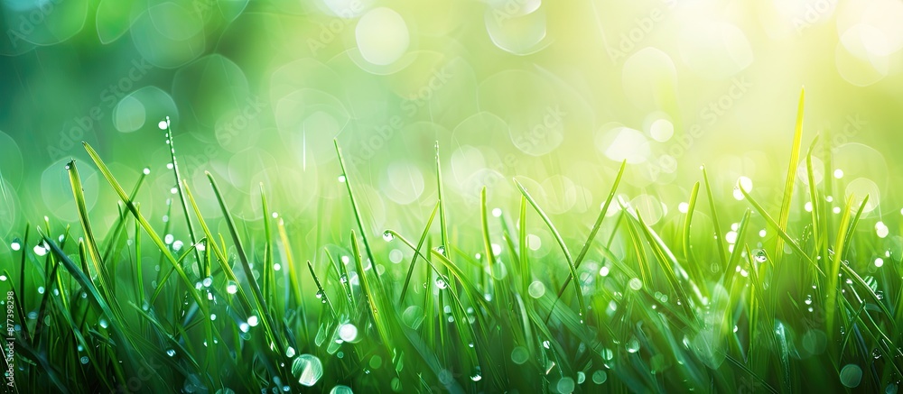 Aufkleber abstract natural background of dew covered fresh green spring grass with soft focus ideal as a backd