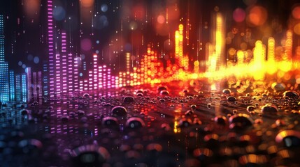 Fototapeta premium abstract digital sound equalizer. Linear wave-like sound.