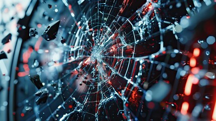 Neon Glow of a Shattered LCD - High Contrast Industrial Equipment