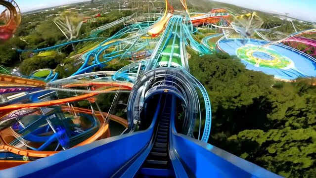 Roller Coaster Ride Through Transparent Tunnel Generative AI