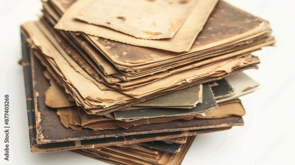 Poster old photos stack with clipping path