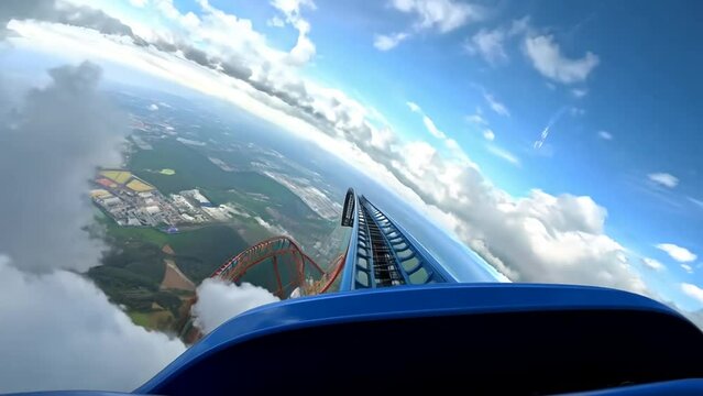 Roller Coaster Ride Above The Clouds Generative AI