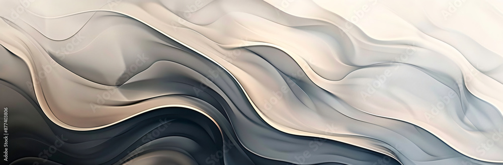 Poster abstract wavy lines background with muted colors and fluid shapes, creating an elegant design for ar
