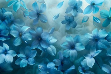 Fototapeta premium Deep blue cornflower field. illustration, design, drawing, postcard
