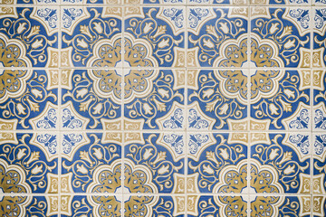 Traditional ornate portuguese decorative tiles. Beautiful azulejos