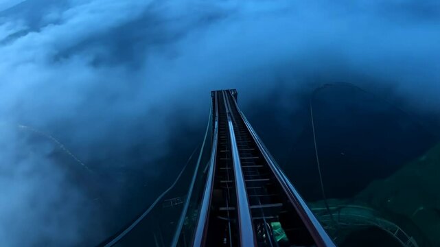 Roller Coaster Above the Clouds at Dawn Generative AI