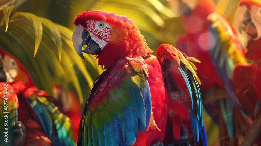 Wall mural red and yellow macaw