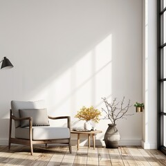 modern interior design in front of the empty wall