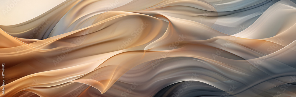 Poster abstract wavy lines background with muted colors and fluid shapes, creating an elegant design for ar