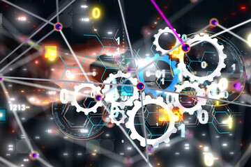 gear Technology background. Big data concept - 3d