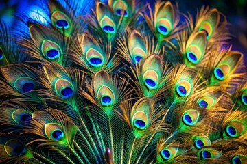 Collection of peacock feathers
