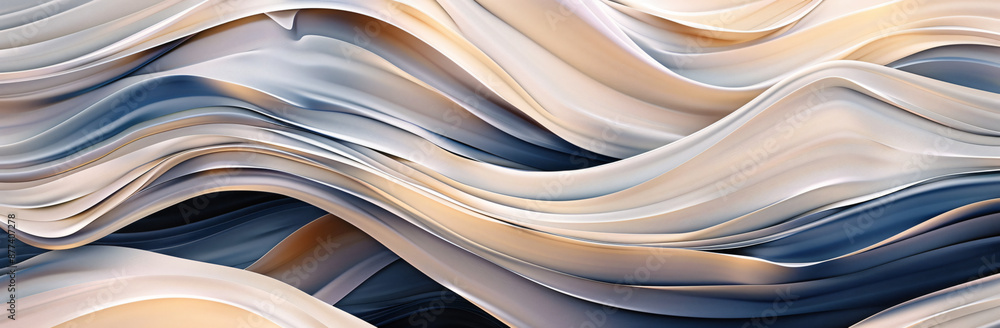 Poster abstract wavy lines background with muted colors and fluid shapes, creating an elegant design for ar