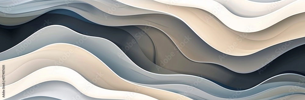 Poster abstract wavy lines background with muted colors and fluid shapes, creating an elegant design for ar