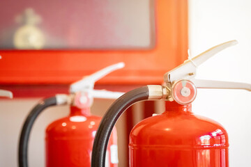 Naklejka premium Engineer check fire suppression system,check fire extinguisher tank in the fire control room for safety