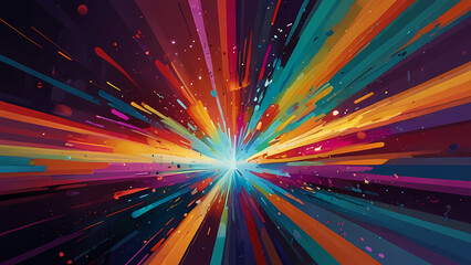 abstract illustration background that captures the moment of an explosion with vibrant, swirling colors and dynamic shapes that convey energy and movement