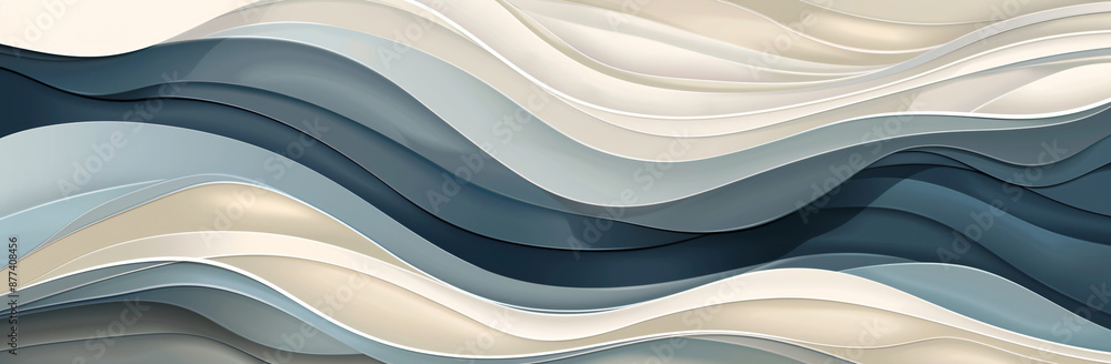 Poster abstract wavy lines background with muted colors and fluid shapes, creating an elegant design for ar