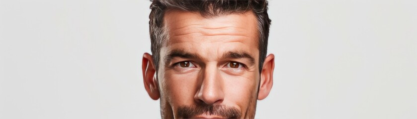 Fototapeta premium Close-up Portrait of a Man with Brown Eyes