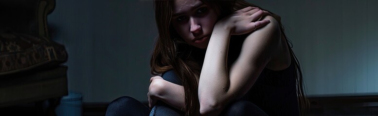 Sad Woman Sitting with Head Down