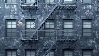 Obraz premium Dynamic graphic of building fire escape clearance, blank background, motion graphics, clearance, emergency planning