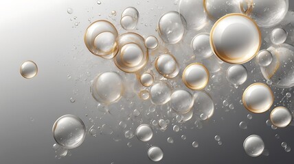 Background water bubbles in white and gray, drops and bubbles of water in random design