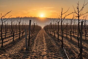 Fototapeta premium Golden vines glowing in the early morning sun