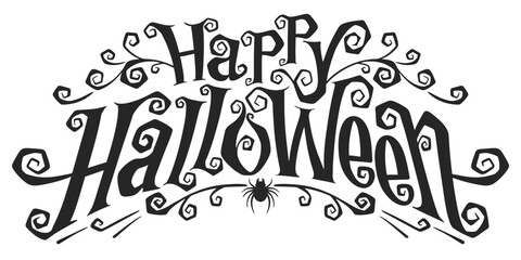 Happy Halloween Text Banner, Vector eps
