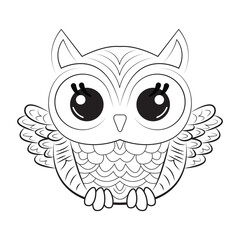 Vector Owl For Children's Coloring Book