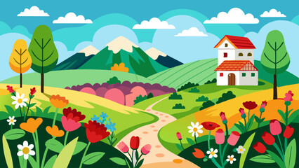 country side scenery vector illustration 