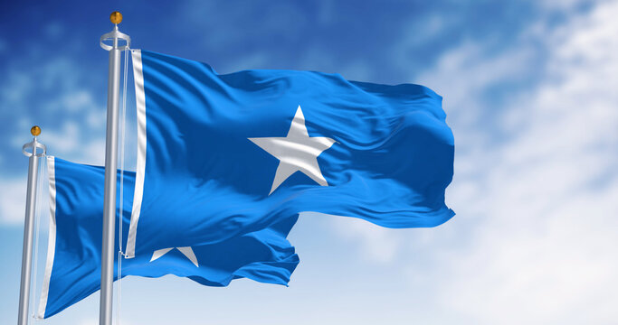 Somalia national flags waving in the wind