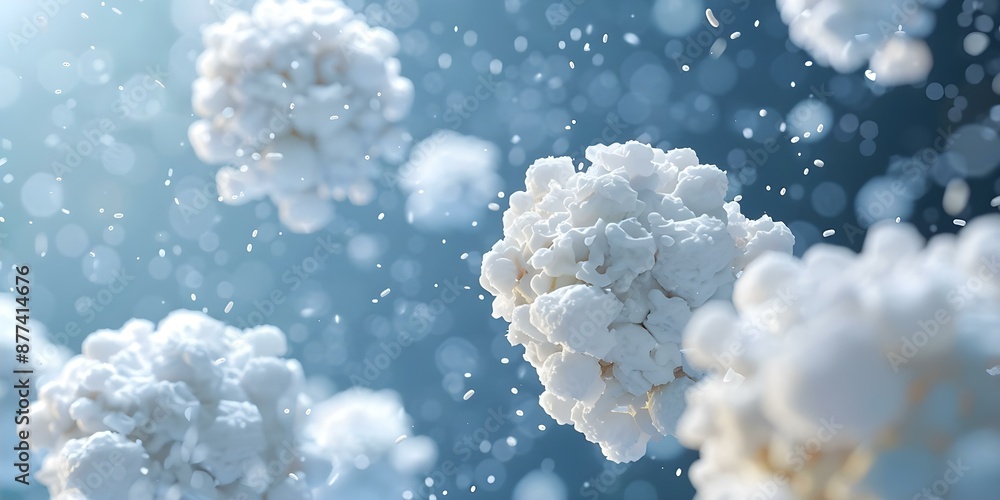 Poster visual representation of white cell clusters in lymph fluid demonstrating immune response. concept i