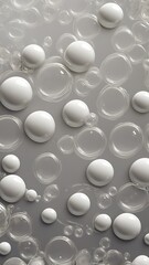 Background water bubbles in white and gray, drops and bubbles of water in random design
