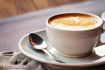 Obraz premium Tasse Kaffee mit Creme auf vintage Hintergrund