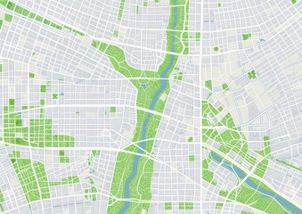 Naklejka premium City Map with Green Spaces