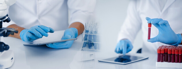 A scientist is working in a laboratory and test analysis for medicine.