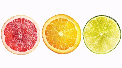 Close-up of fresh lime slices arranged in a colorful citrus backdrop.