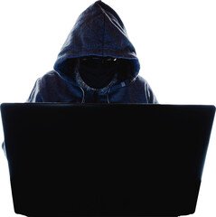 Computer hacker and transparent background.