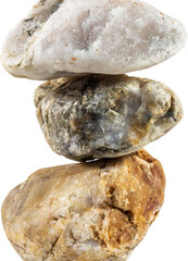 Pile of stones on transparent background.