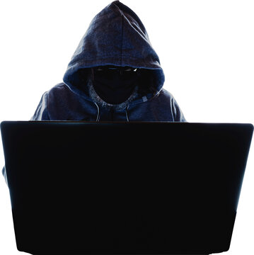 Computer hacker and transparent background.