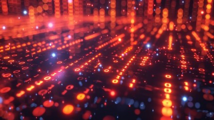 Obraz premium digital technology concept design with a glowing binary code background consisting of zeroes and ones