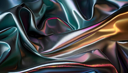 Naklejka premium Lush black and white silk fabric ripples in a wave-like pattern, creating a luxurious and elegant backdrop