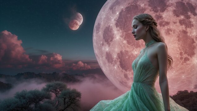 
"Mystic Elegance: Venusian High Fashion Photography with Ethereal Ambiance