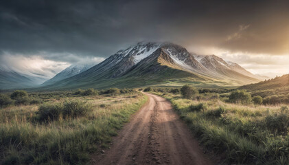 Winding road to the mountain